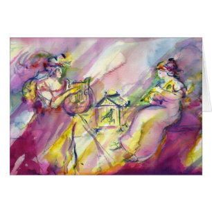 ANTIQUE BACCHANAL SCENE MED MUSIC HÄLSNINGSKORT