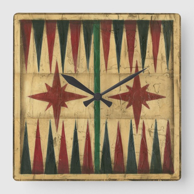 Antique Backgammon Game Board av Ethan Harper Fyrkantig Klocka (Framsida)
