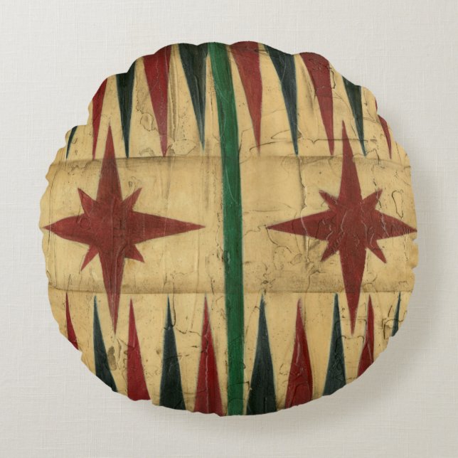 Antique Backgammon Game Board av Ethan Harper Rund Kudde (Framsidan)