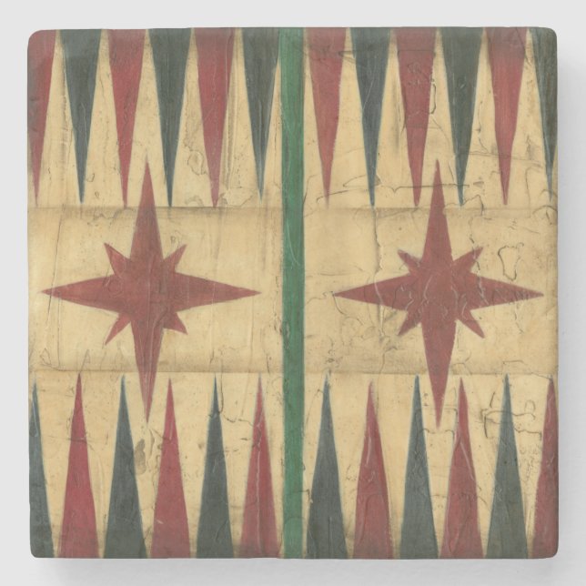 Antique Backgammon Game Board av Ethan Harper Stenunderlägg (Framsidan)