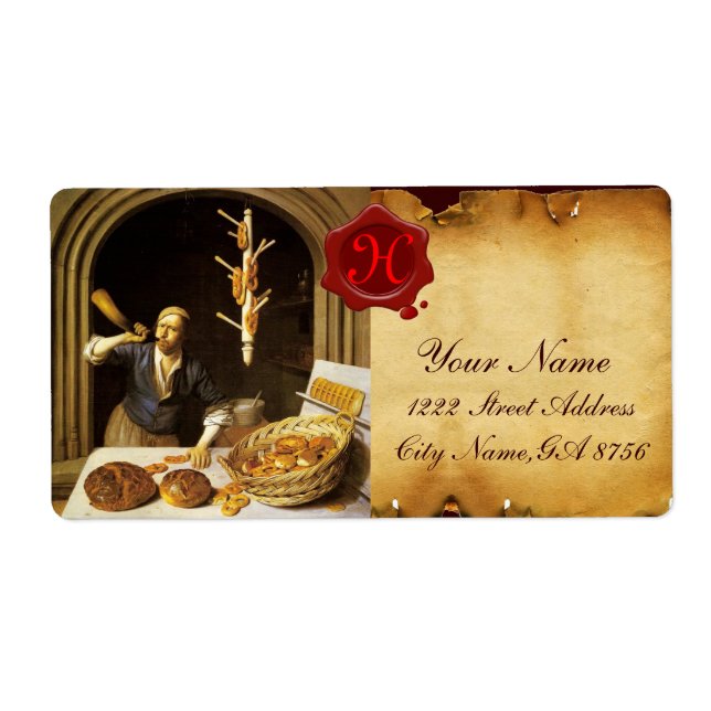 ANTIQUE BAKER BAKERY BREAD SHOP VAX SEAL MONOGRAM FRAKTSEDEL (Framsidan)