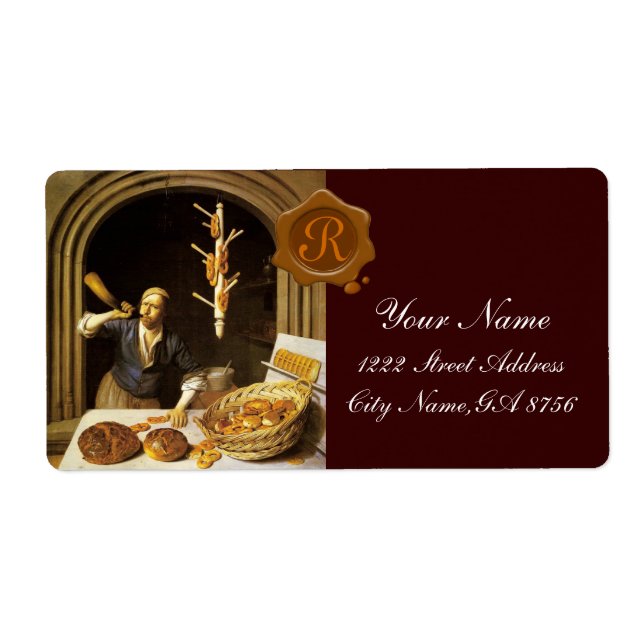 ANTIQUE BAKER BAKERY BREAD SHOP VAX SEAL MONOGRAM FRAKTSEDEL (Framsidan)