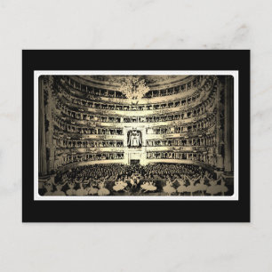 Antique ballet Scala Milan, svart och vitt foto Vykort