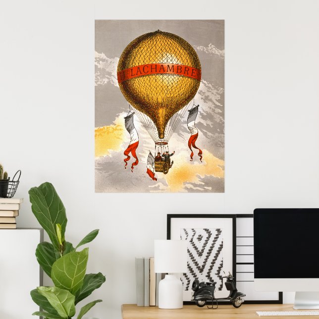 Antique Balloon labeled "H. Lachambre", 1880 Poster (Hemmakontoret)