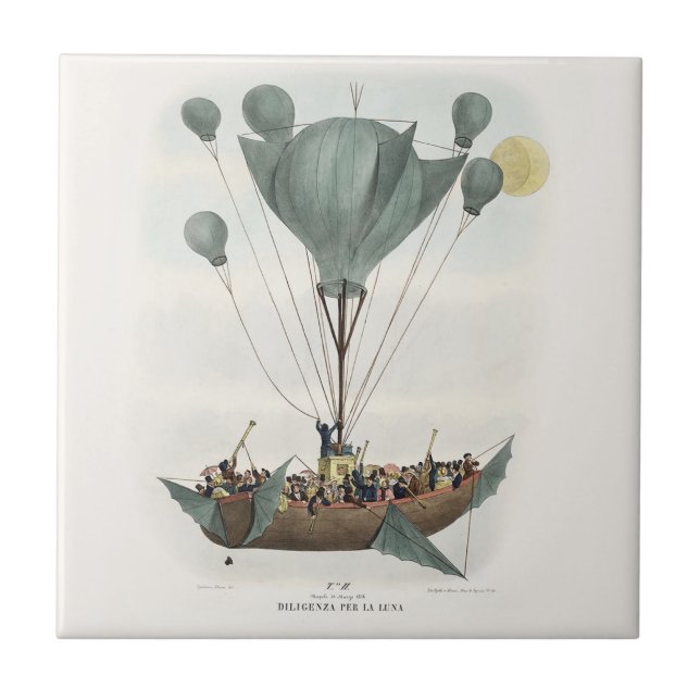 Antique Balloon Luft Frakt Artwork Kakelplatta (Framsidan)