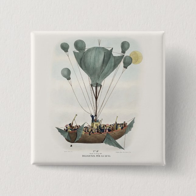 Antique Balloon Luft Frakt Artwork Knapp (Framsida)
