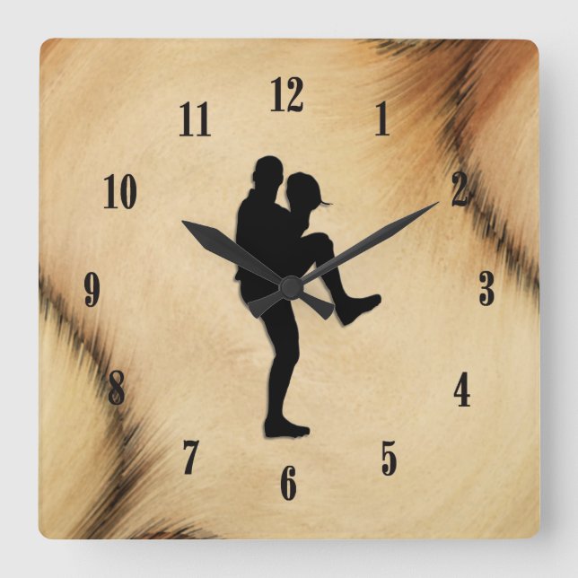 Antique Baseball Player Pitcher Windup Fyrkantig Klocka (Framsida)