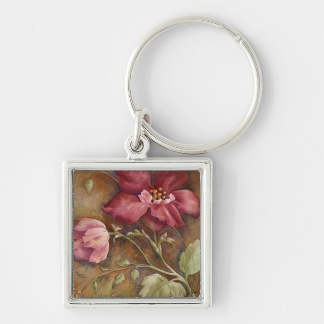 Antique Beauties I Fyrkantig Silverfärgad Nyckelring (Framsidan)