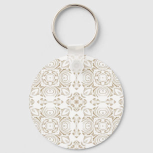 Antique beige blommigt nyckelring