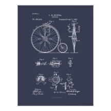 Antique Bicycle 1887 Penny Farthing Patent Tecknin