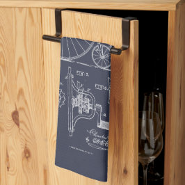 Antique Bicycle 1887 Penny Farthing Patent Tecknin Kökshandduk