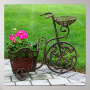 Antique Bicycle Flower Container Orton Effect Poster