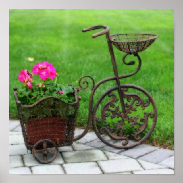 Antique Bicycle Flower Container Orton Effect Poster (Framsidan)