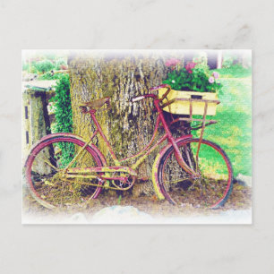 Antique Bike med Flower Basket Vykort