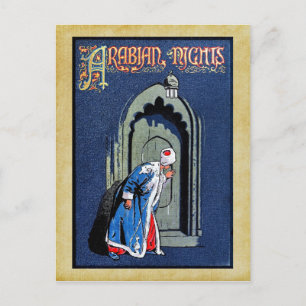 Antique Binding Design Arabian Nights Bok Cover Vykort