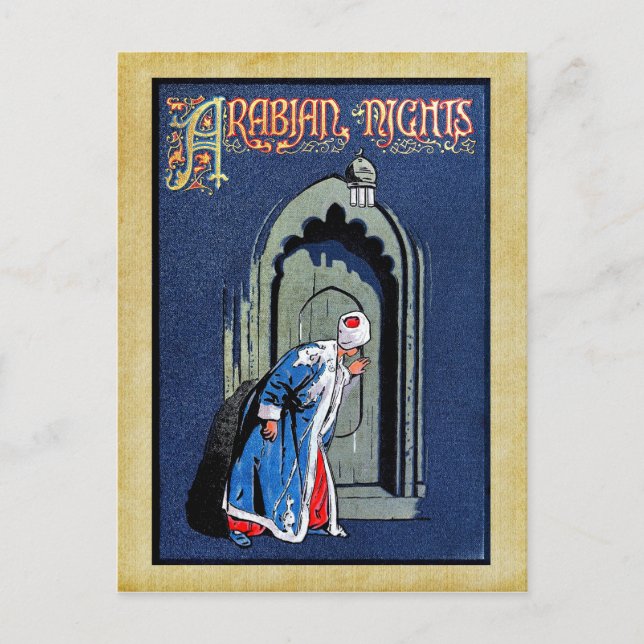 Antique Binding Design Arabian Nights Bok Cover Vykort (Framsida)