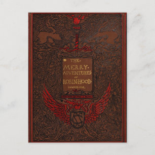 Antique Binding Robin Huva Bok Cover Vykort