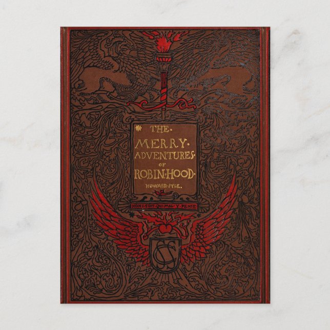 Antique Binding Robin Huva Bok Cover Vykort (Framsida)