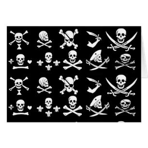 ANTIQUE BLACK PIRAT BANNERS AND TRASURE KARTOR HÄLSNINGSKORT