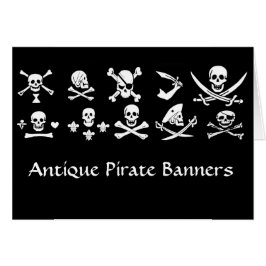 ANTIQUE BLACK PIRAT BANNERS AND TRASURE KARTOR HÄLSNINGSKORT