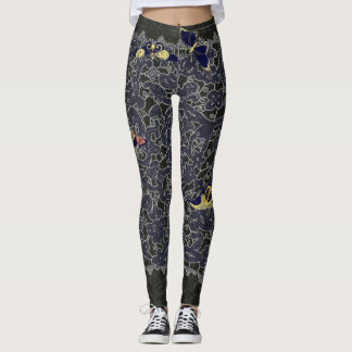 ANTIQUE BLACK SNÖRE MED BUTTERFLIES LEGGINGS