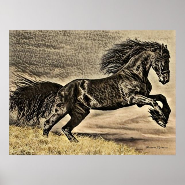 Antique Black Stallion Horse Poster (Framsidan)