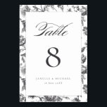 Antique Black & White Blommigt Toile Bröllop Bordsnummer<br><div class="desc">Elegant Antique Black & White Blommigt Toile Personlig Bröllop Bordsnummer. Anpassa till namn och bröllop.</div>