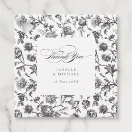Antique Black & White Blommigt Toile Bröllop Gåvor Etiketter