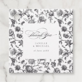 Antique Black & White Blommigt Toile Bröllop Gåvor Etiketter