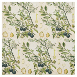 Antique Blackthorn botaniskt tryckfärdigt berry Tyg