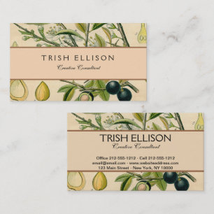 Antique Blackthorn botaniskt tryckfärdigt berry Visitkort