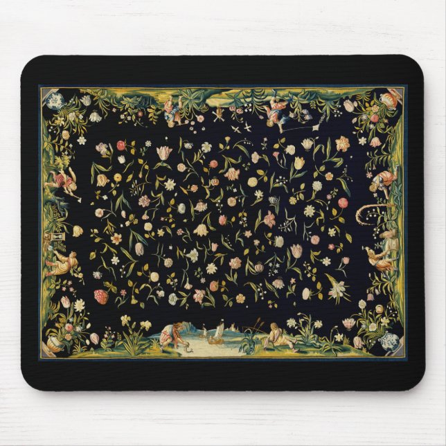Antique Blommigt Bord Carpet Illustration Musmatta (Framsidan)