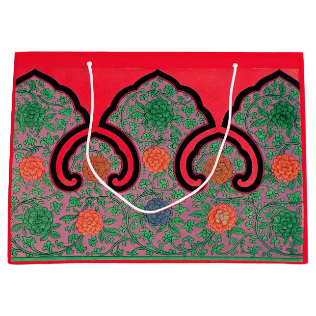 ANTIQUE BLOMMIGT CHINESE MÖNSTER IN RED GIFT BAG (Framsidan)