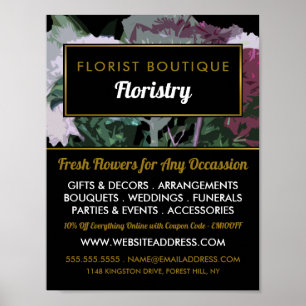 Antique Blommigt Design, Floristry Advertising Poster