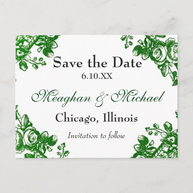 Antique Blommigt Greenery Meddelande Vykort (Framsida)