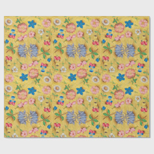 ANTIQUE BLOMMIGT PARCHMENT/VILD RO AND PANSIES PRESENTPAPPER