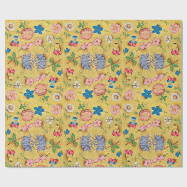 ANTIQUE BLOMMIGT PARCHMENT/VILD RO AND PANSIES PRESENTPAPPER (Platt)