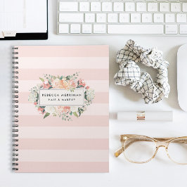 Antique Blommigt Rosa Rand Anteckningsbok Med Spiral