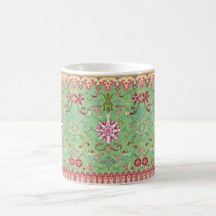 Antique blommigt william morris grönt rosa guld kaffemugg