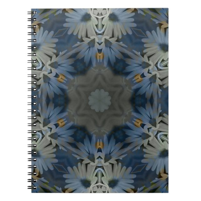 Antique Blue Daisy Blommigt Anteckningsbok (Framsidan)