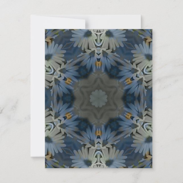 Antique Blue Daisy Blommigt Anteckningskort (Framsida)