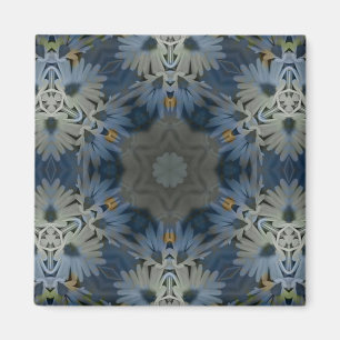 Antique Blue Daisy Blommigt Magnet