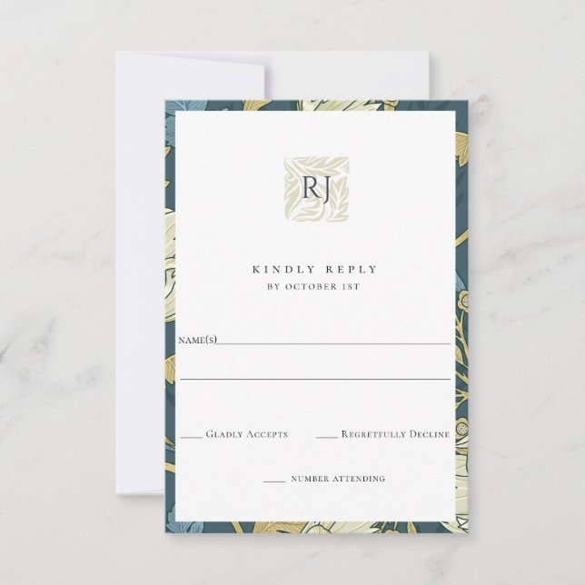 Antique Blue English Garden Wedding OSA Kort (Framsida)