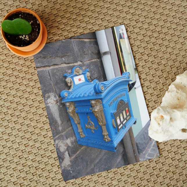 Antique blue German Mailbox från 1896 Vykort (Skapare uppladdad)