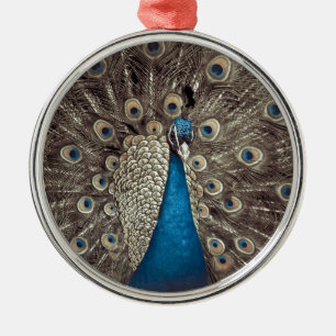 Antique Blue Peacock Julgransprydnad Metall