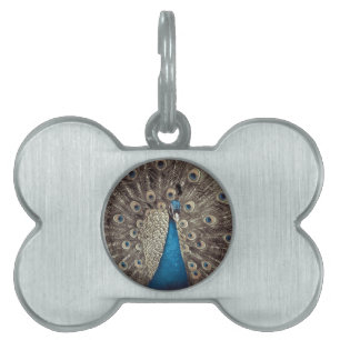 Antique Blue Peacock Namnbricka Husdjur