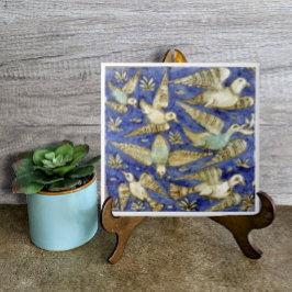 Antique Blue Sea Birds Gull Pelican Fiskmås Kakelplatta