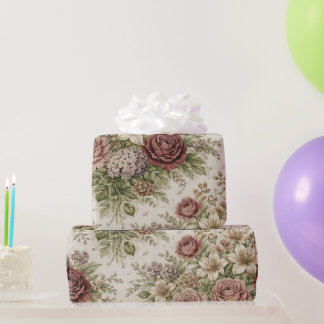 Antique Blush Rose Garden Pattern Presentpapper