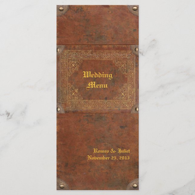 Antique Bok Bröllop Menu Meny (Framsida)