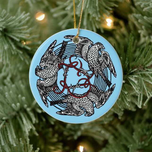 Antique Bookplate Three Hawks William de Morgan Julgransprydnad Keramik (Träd)